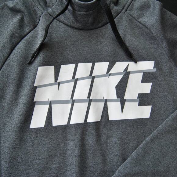 Large Gray Nike Hoodie w/ White Front Logo - Picture 2 of 6